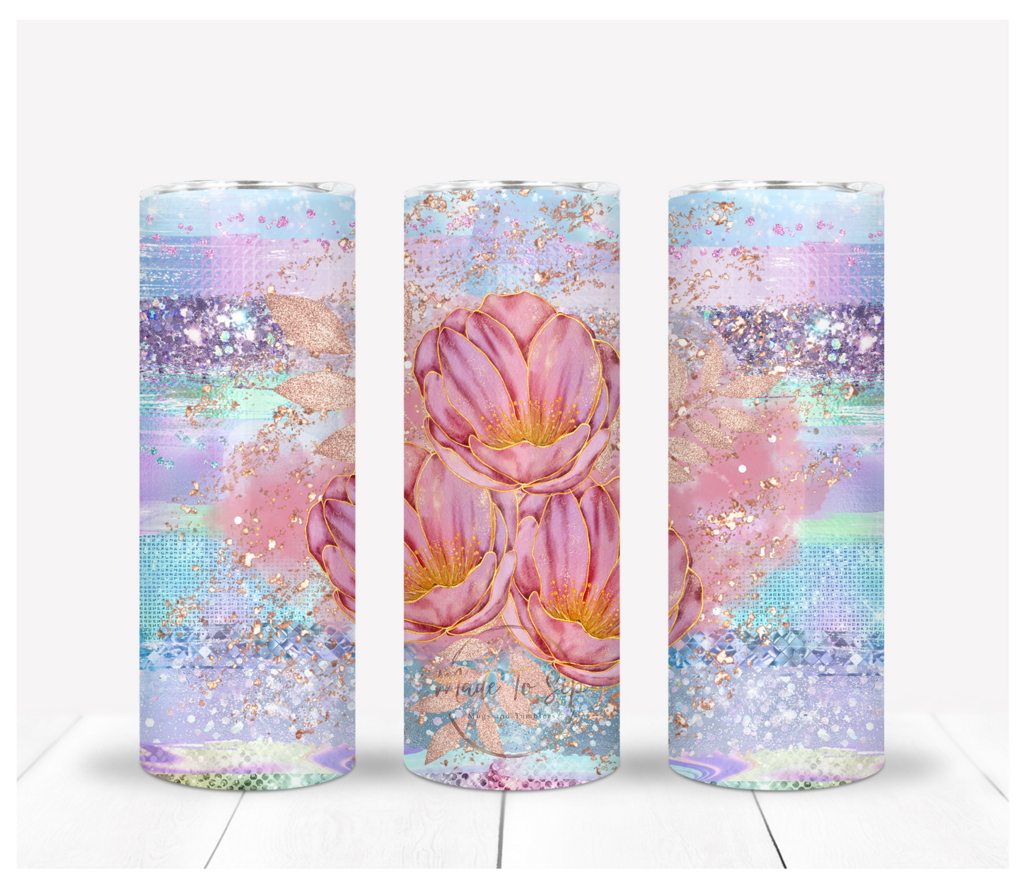 Three Flowers 20oz Stainless Steel Tumbler