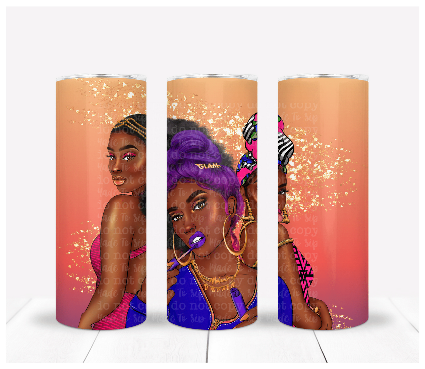 Melanin Poppin Glam Exclusive 20oz Stainless Steel Tumbler