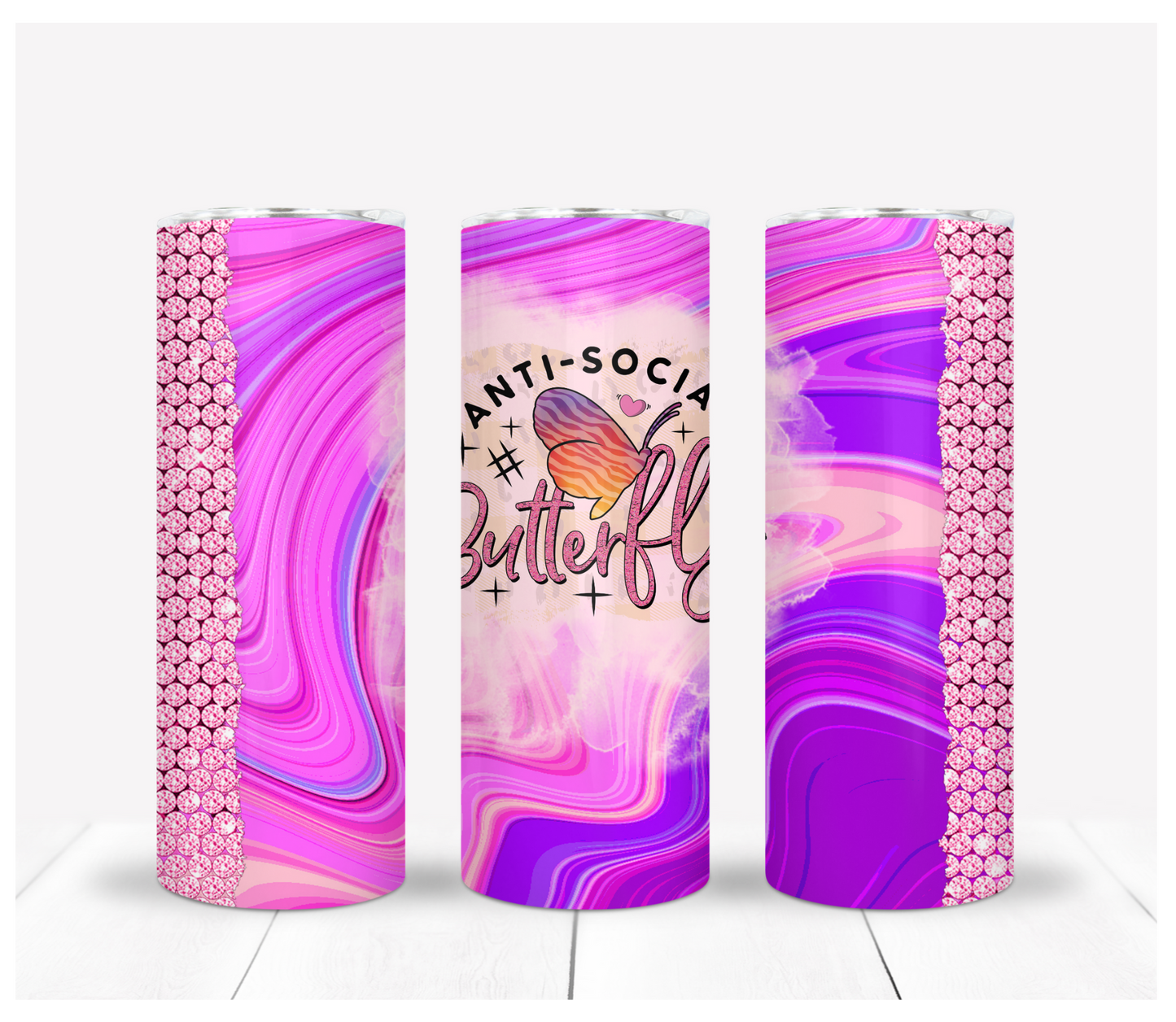 Anti-Social Butterfly 20oz Stainless Steel Tumbler