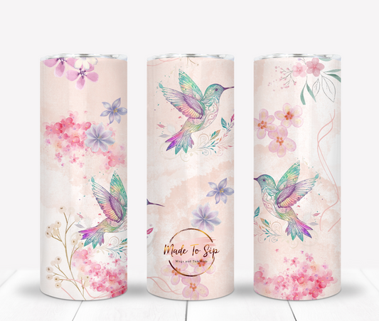 Humming Bird and Flowers 20oz Stainess Steel Tumbler