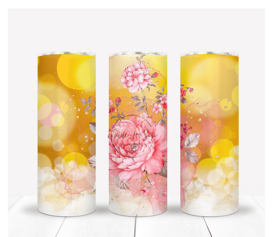 Yellow and Pink Boheh 20oz Stainless Steel Tumbler