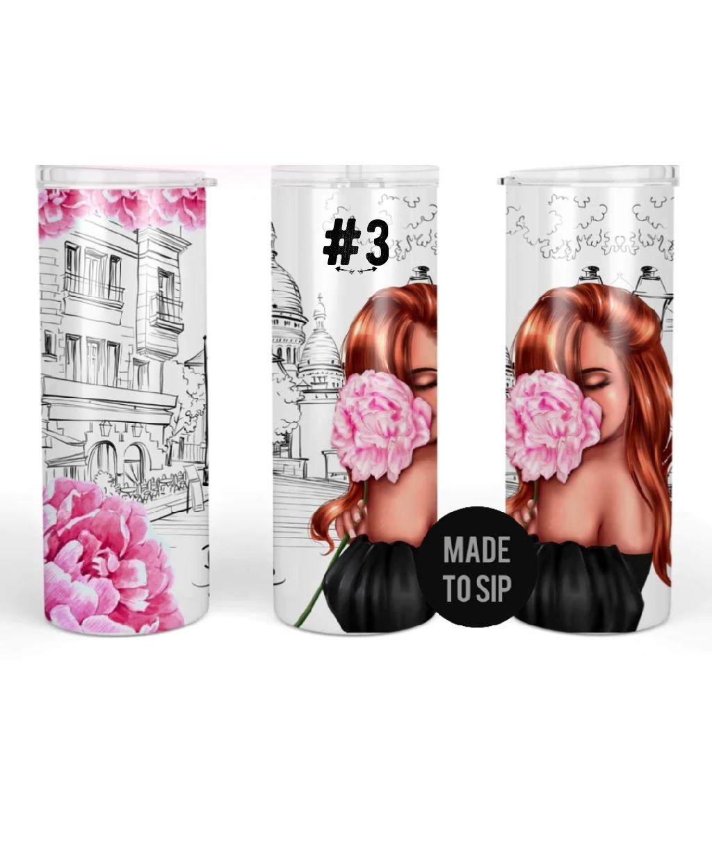 Paris Flower Girl 20oz Stainless Steel Tumbler